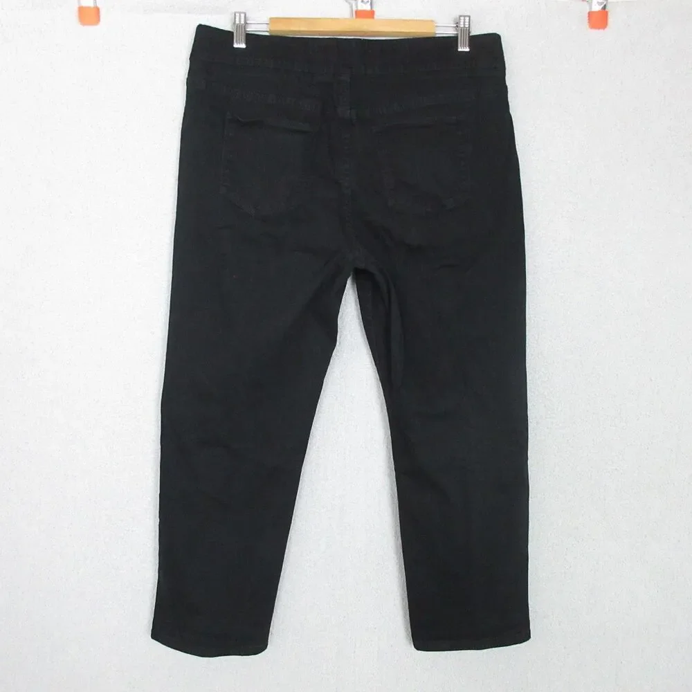 Soft Surroundings Pull On Pants Womens Petite L Black Stretch Slim Ankle 36x24.5